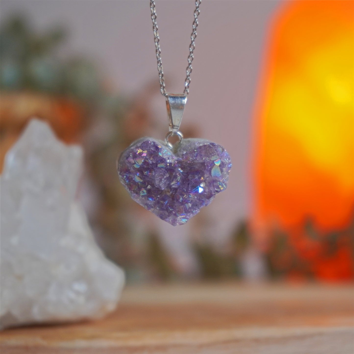 Collar corazón de Amatista Aqua Aura | Calma, intuición y comunicación