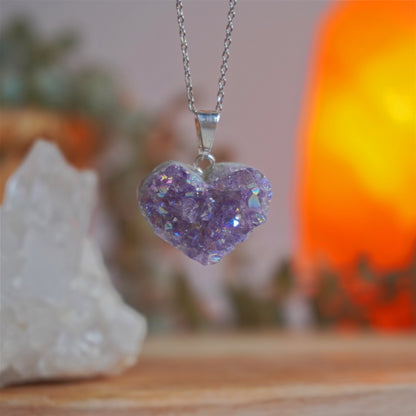 Collar corazón de Amatista Aqua Aura | Calma, intuición y comunicación