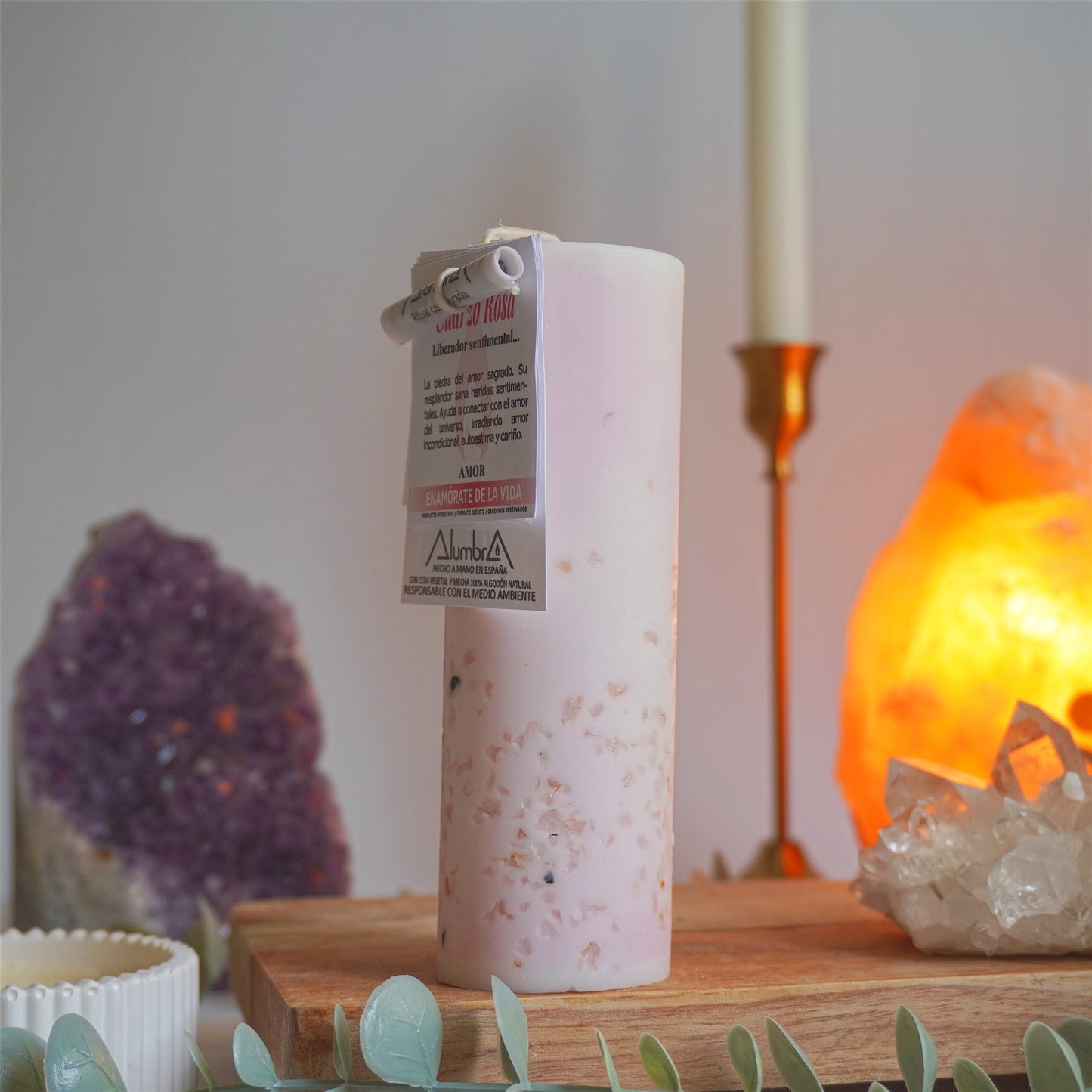 Vela Ritual | Amor - Cuarzo Rosa