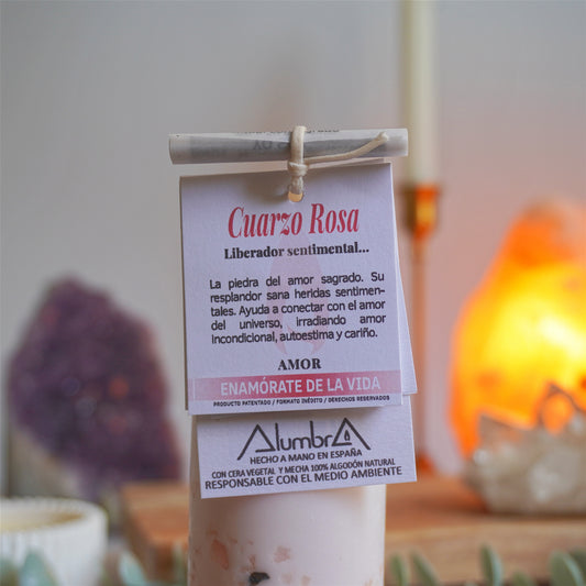 Vela Ritual | Amor - Cuarzo Rosa